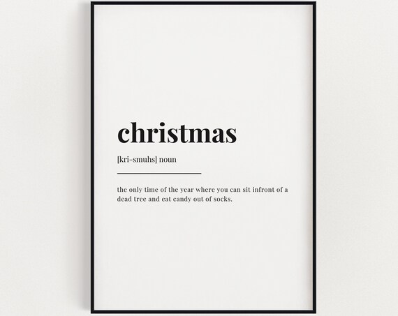 Funny Christmas Definition Poster Holiday Dictionary Quote Art for Festive Decor