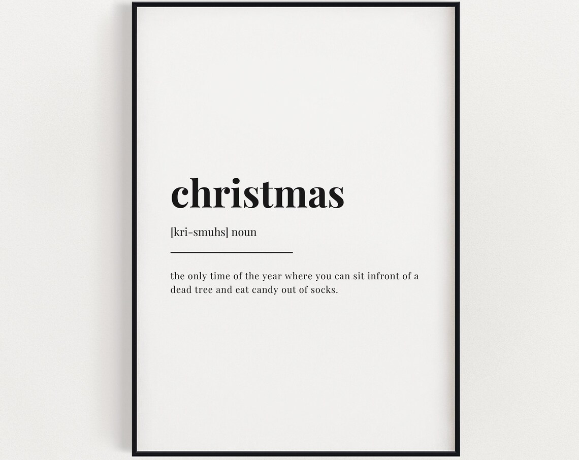 Funny Christmas Definition Poster Holiday Dictionary Quote Art for Festive Decor