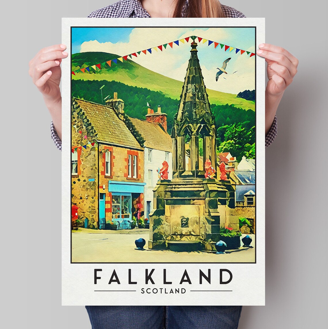 Falkland Travel Poster, Scottish Travel Poster