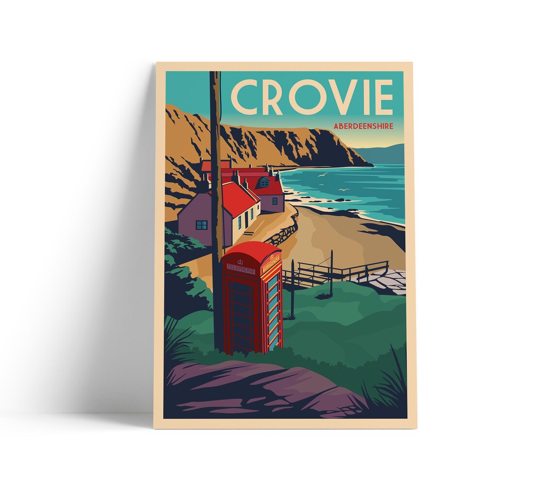 Crovie Travel Poster, Aberdeenshire Scotland
