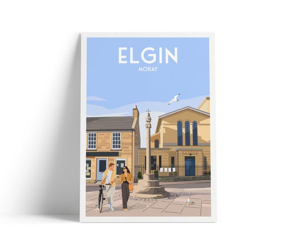 Elgin Travel Poster Little Cross Monument Moray Print