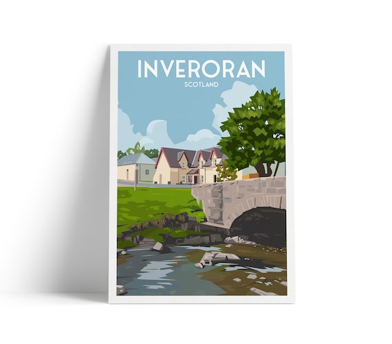 Inveroran Scotland Stone Bridge And Hotel Riverside Travel Poster