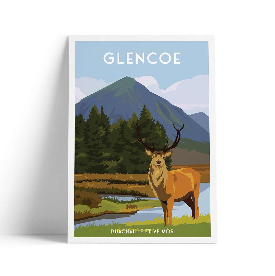 Glencoe Buachaille Etive Mor Travel Poster, Scotland