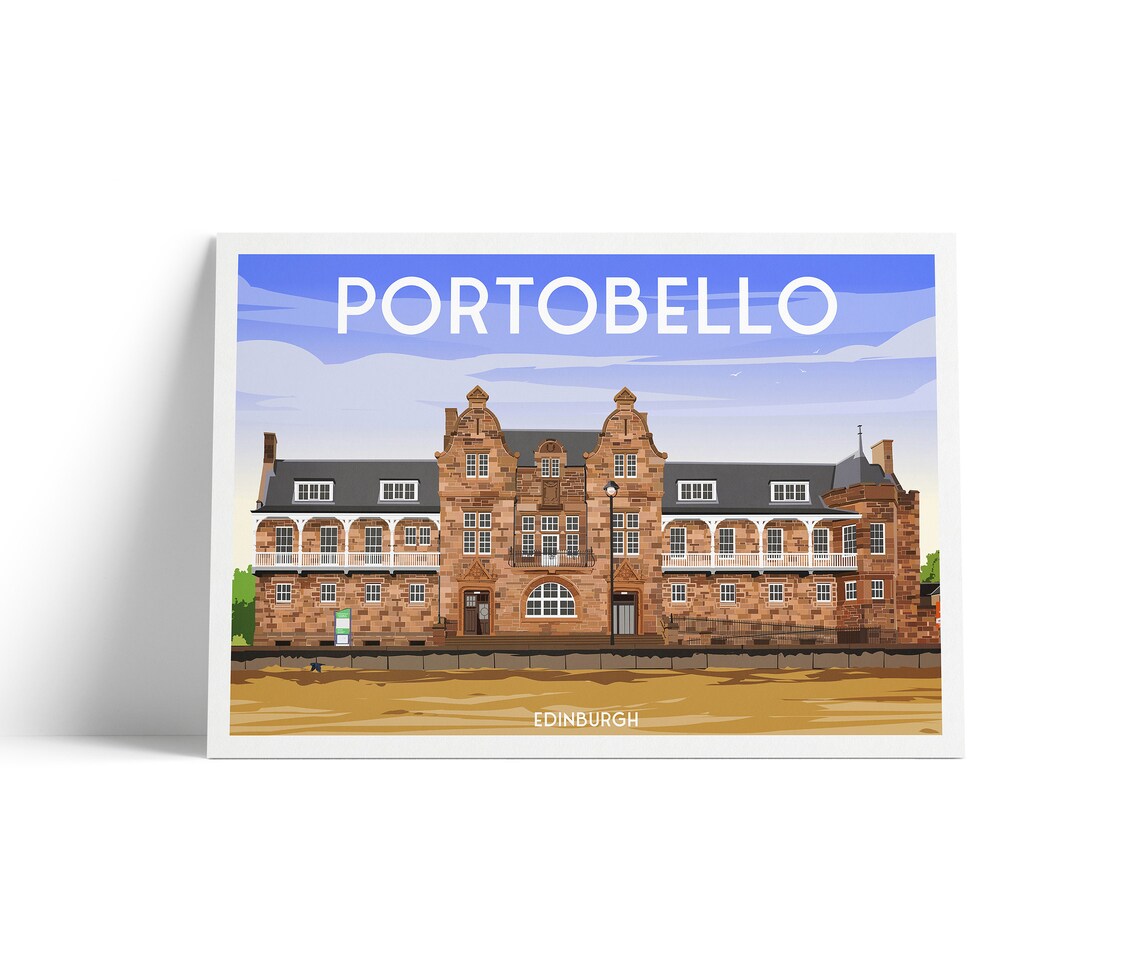 Portobello Edinburgh Turkish Baths Promenade Travel Poster Art