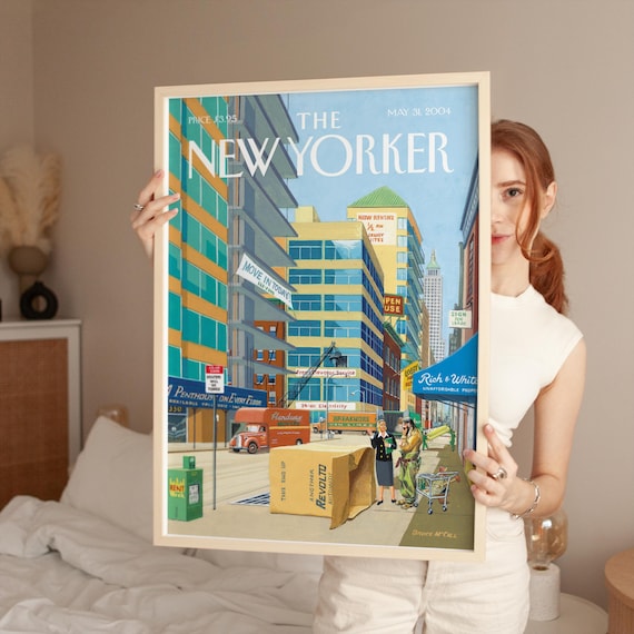 Vintage New York City Magazine Cover Print Manhattan Real Estate Wall Art Nyc Street Poster Urban Architecture Decor Retro Gift