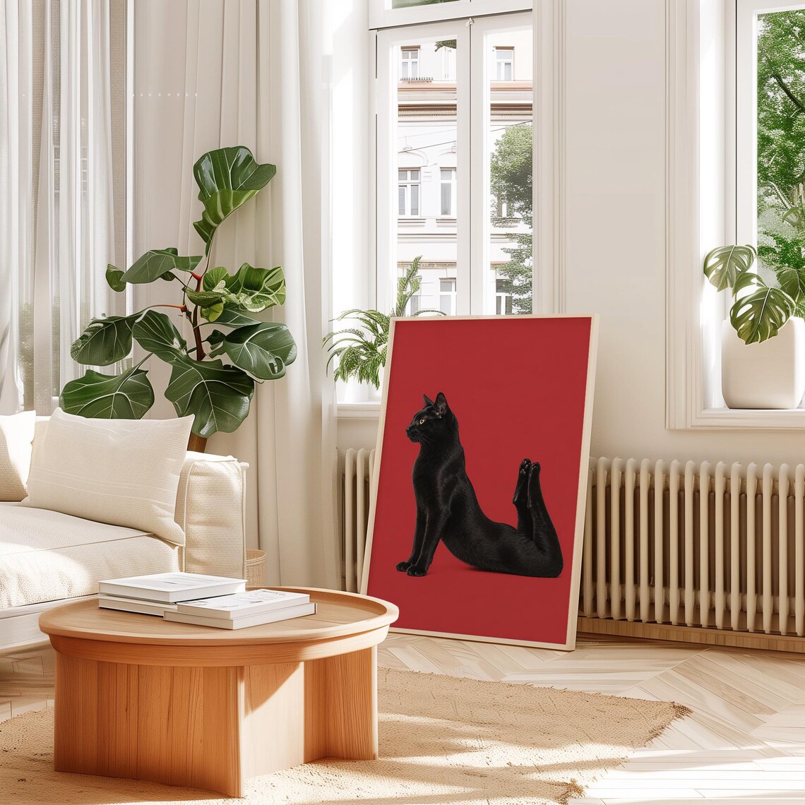 Funny Black Cat Surreal Art Print