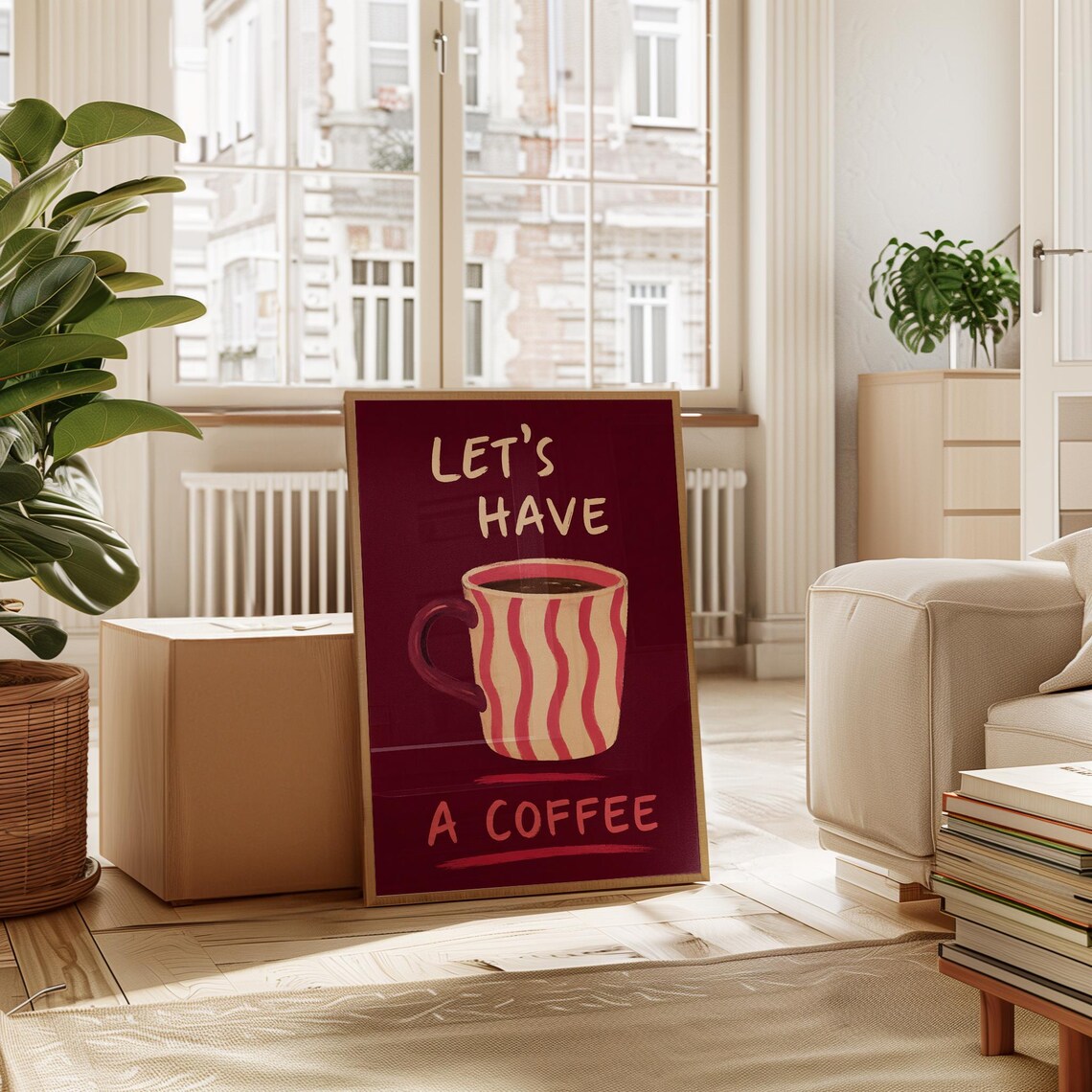 Funny Coffee Kitchen Poster, Retro Espresso Quote