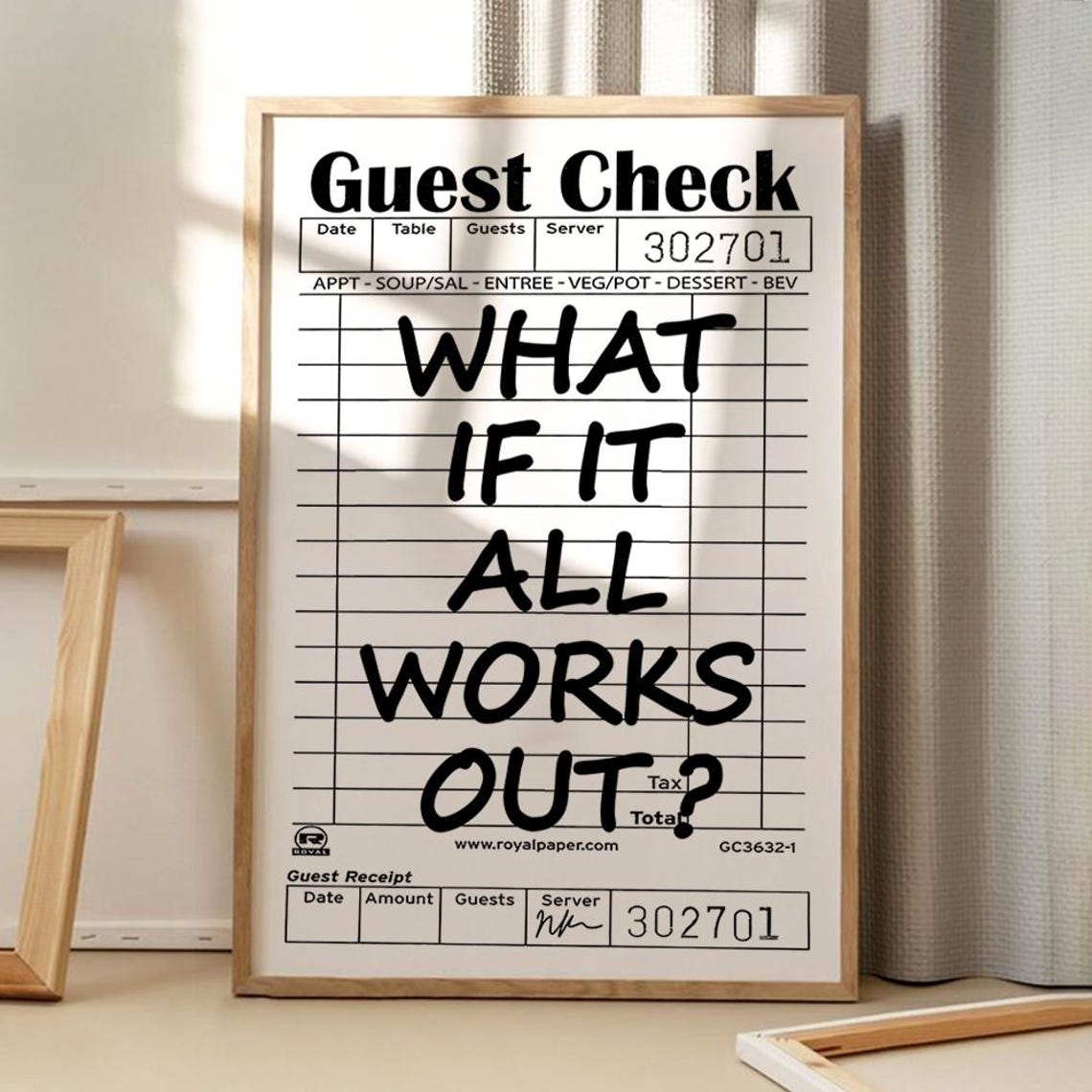 What If It All Works Out Guest Check Receipt Motivational Poster