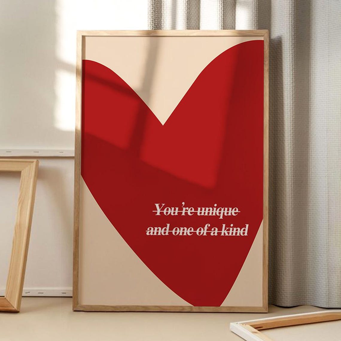 You Are Unique and One of a Kind Bold Red Heart Affirmation Art Poster