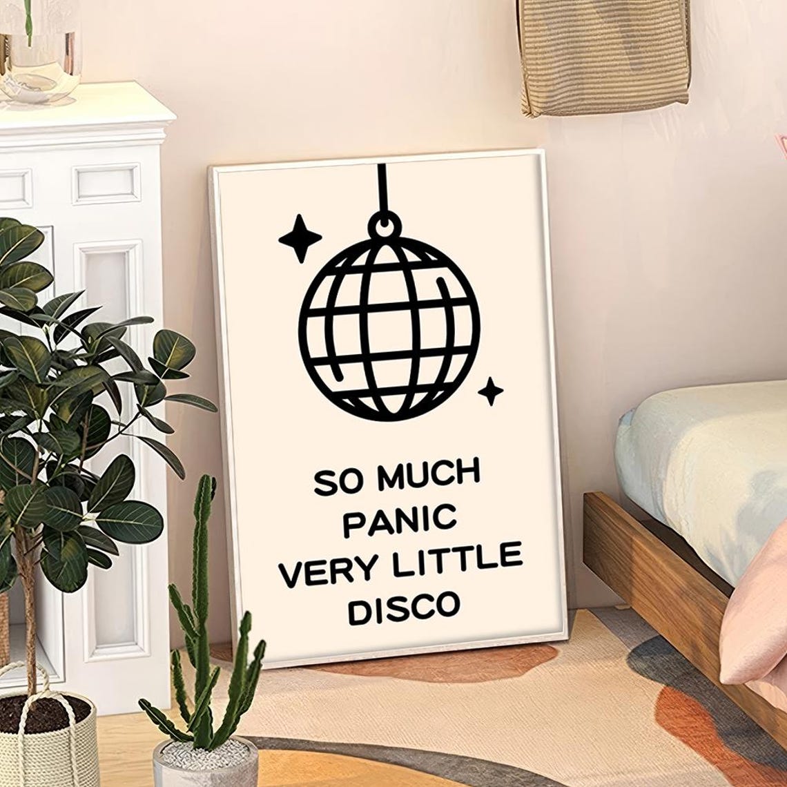 So Much Panic Very Little Disco Ball Funny Quote Word Art Poster