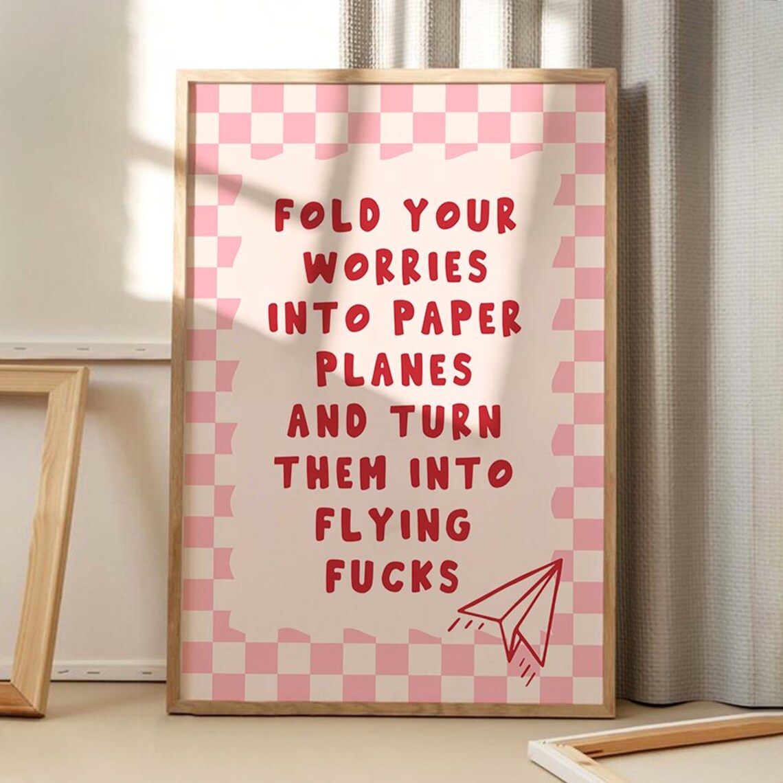 Fold Your Worries Into Paper Planes Retro Poster