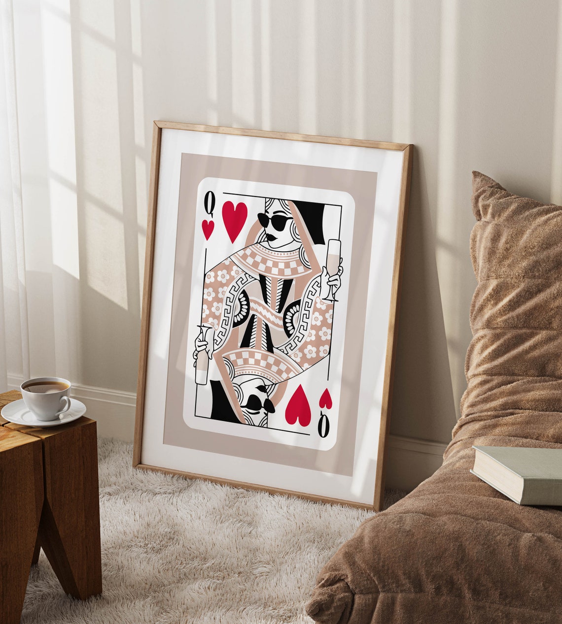 Queen Of Hearts Funky Retro Art Print - Image 3