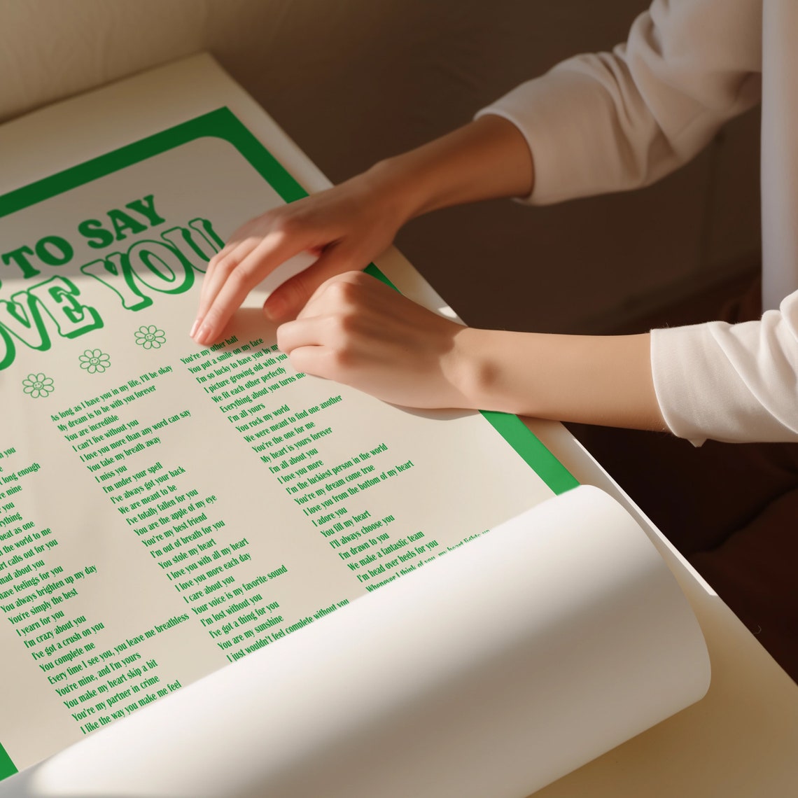 Ways To Say I Love You Retro Green Typography Love Poem Poster - Image 2