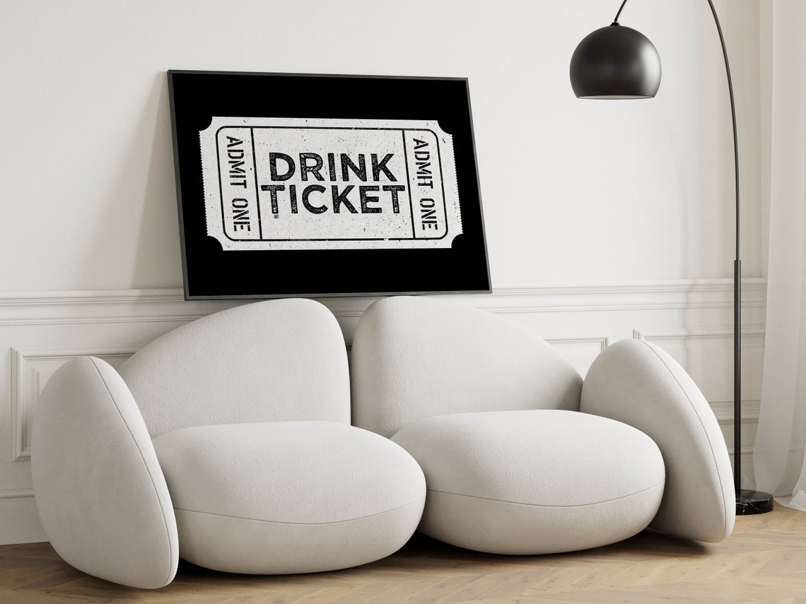 Drink Ticket Admit One Stub Vintage Style Monochrome Bar Poster - Image 2