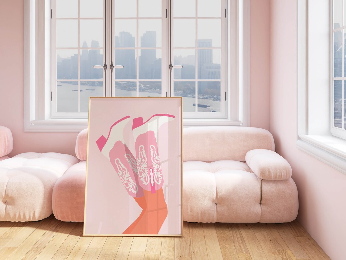Cowgirl Boots Preppy Wall Art Print, Y2K Decor - Image 2