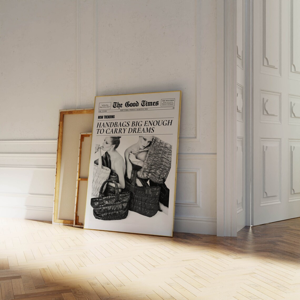 The Good Times Newspaper Fashion Handbags Dreams Quote Art Poster - Image 2