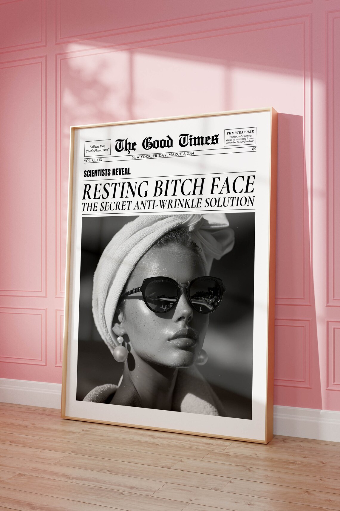 Trendy Newspaper Quote Art Print, Y2K Retro Decor