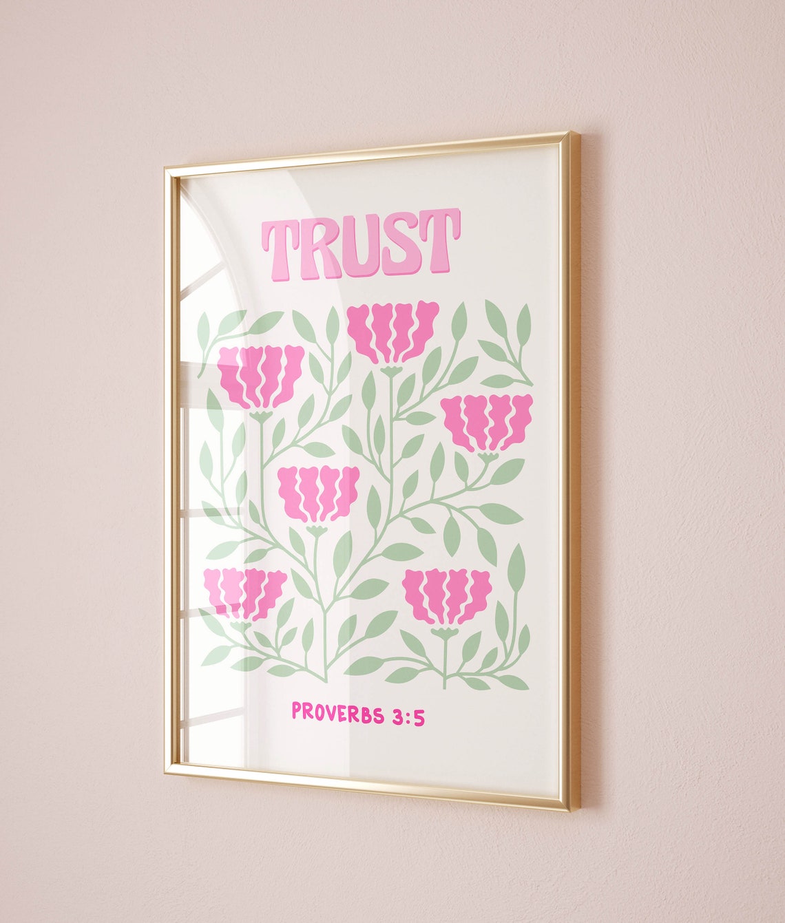 Christian Art Floral Print Teen Bedroom Decor Pink Room Decor For Teens Christian Prints Preppy Wall Art Trendy Pink Poster Christian Gift - Image 2