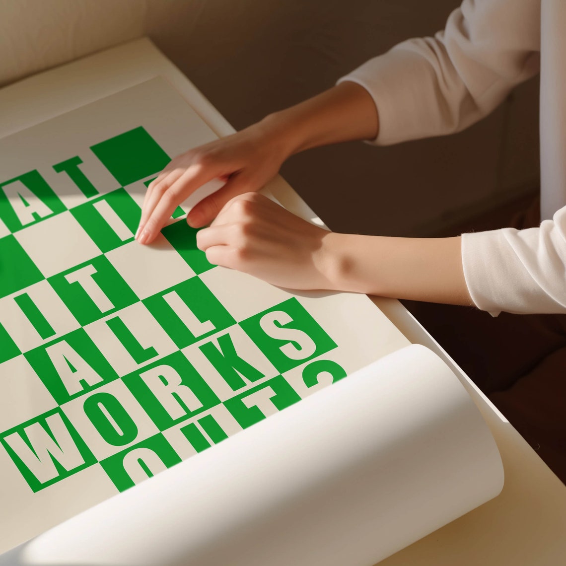 What If It All Works Out Green Checkered Retro Quote Wall Poster - Image 2