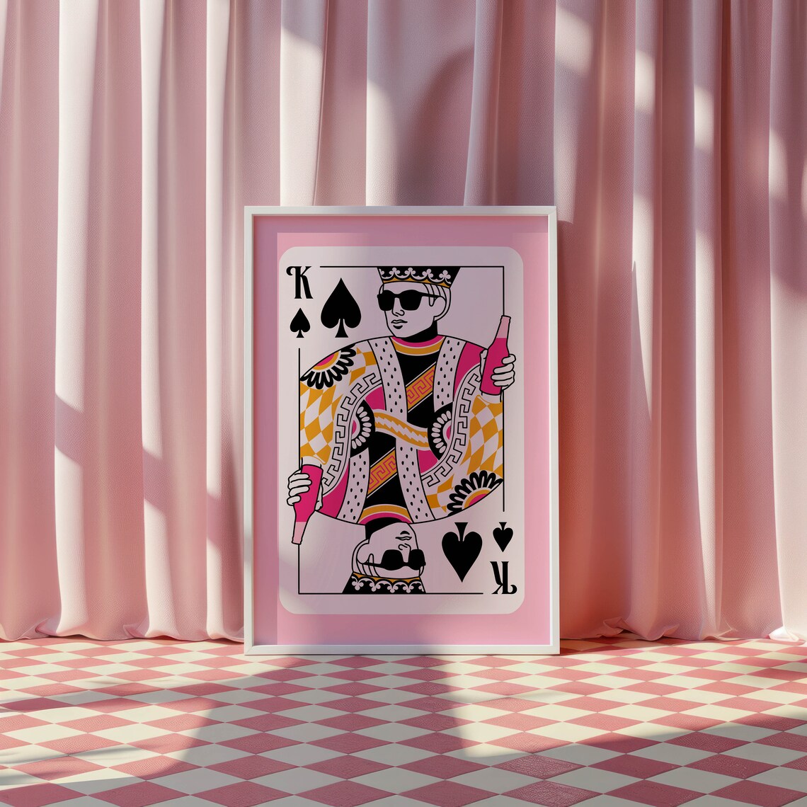 King Of Hearts Retro Bedroom Wall Art Print - Image 2