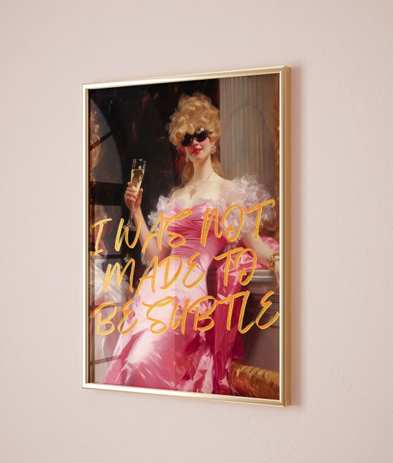 Sassy Quote Vintage Poster, Maximalist Bar Cart Decor