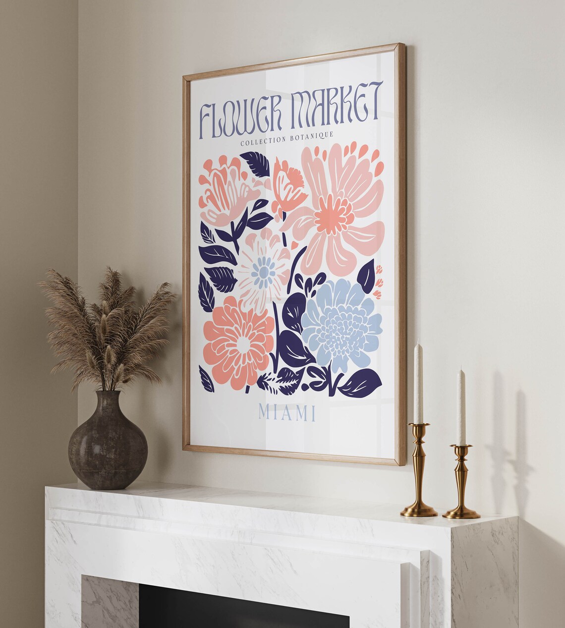 Retro Flowers Travel Poster, Above Bed Decor - Image 2