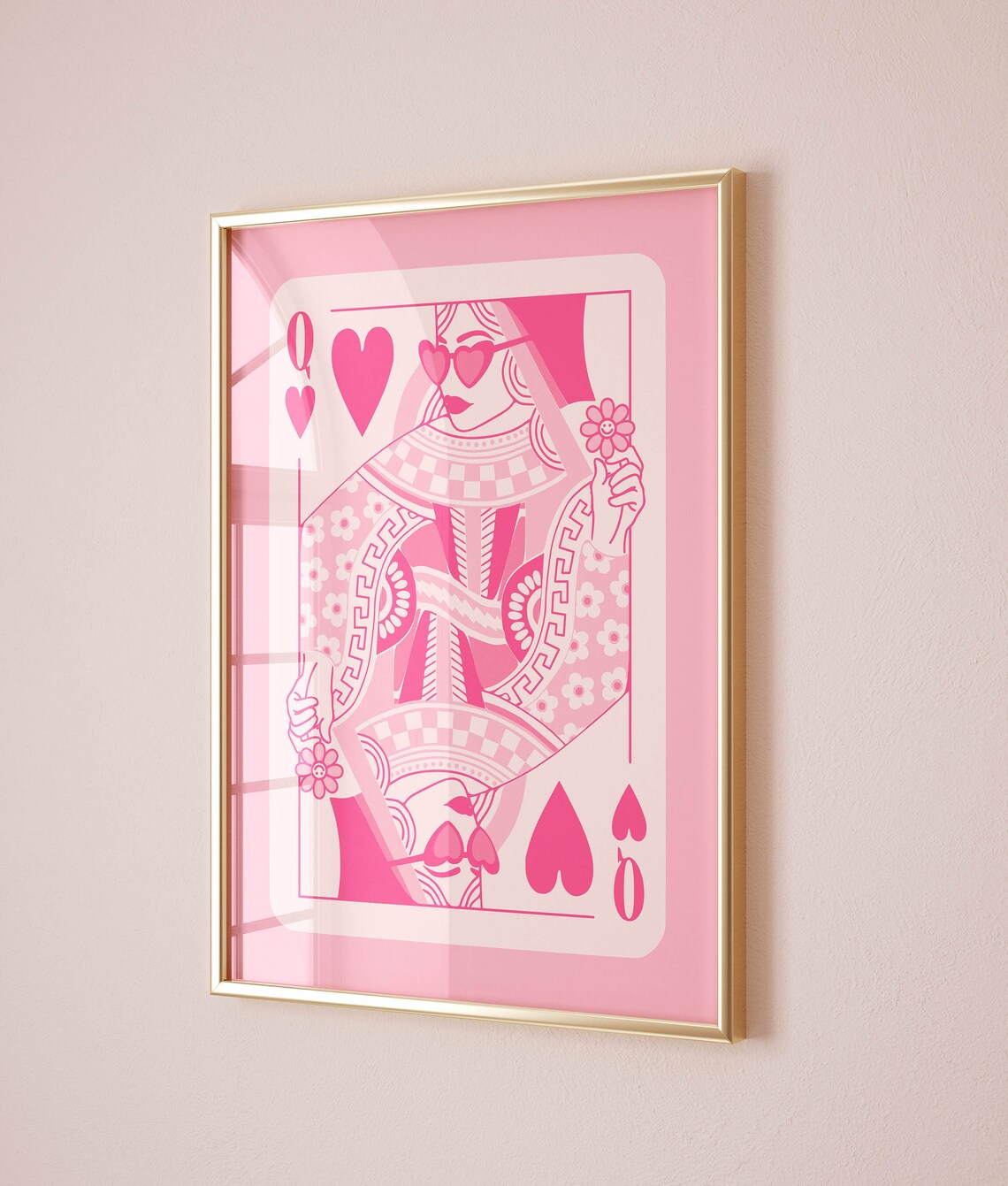 Queen Of Hearts Retro Art Print, Preppy Decor