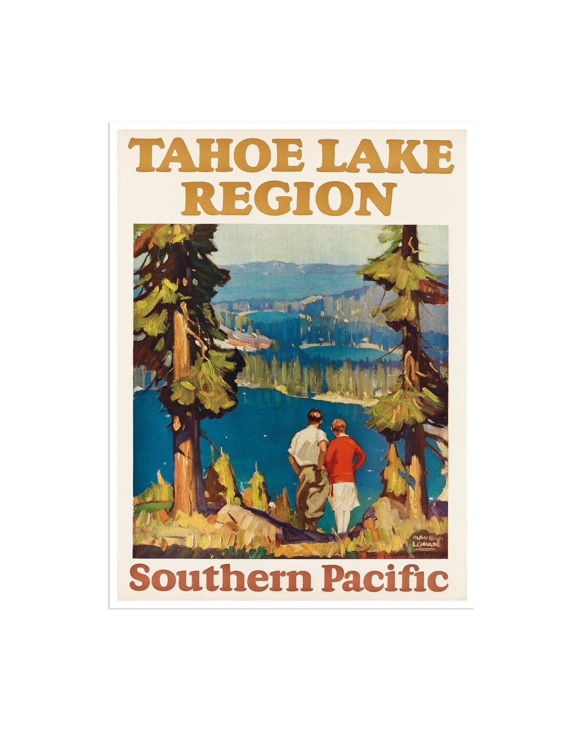 Tahoe Lake Region Southern Pacific Vintage Railroad Poster Art