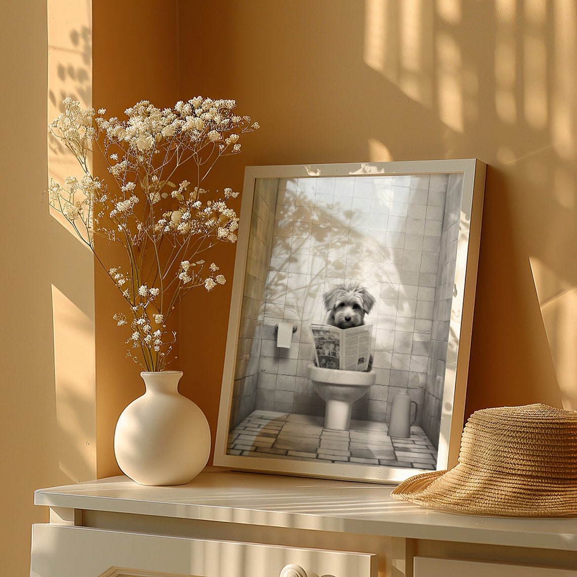Funny Dog Reading a Newspaper While Sitting on the Toilet Poster - Image 7