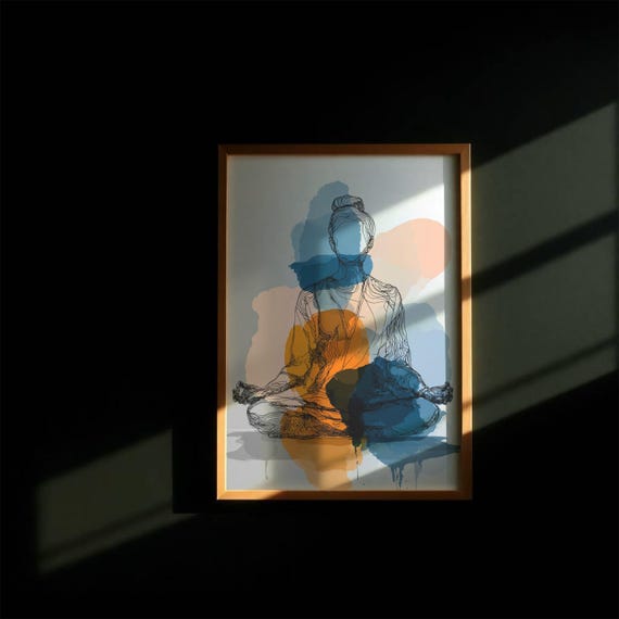 Wall Art Meditation Print Yoga Decor Minimalist Artwork Abstract Woman Home