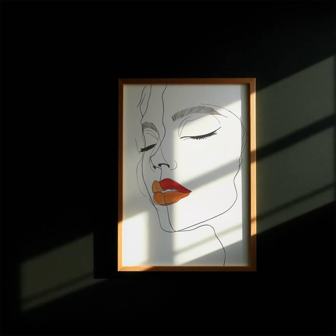 Wall Art One Line Face Print Woman Portrait Minimalist Abstract Drawing Modern Home Decor