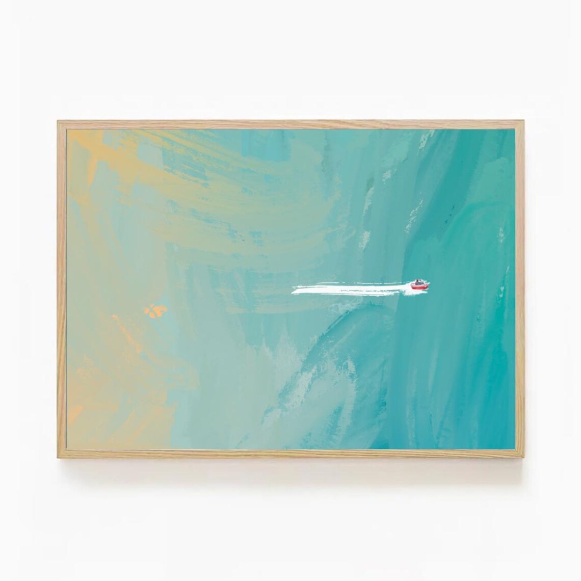 Minimalist Blue Aerial Ocean Waves Abstract Coastal Art Poster