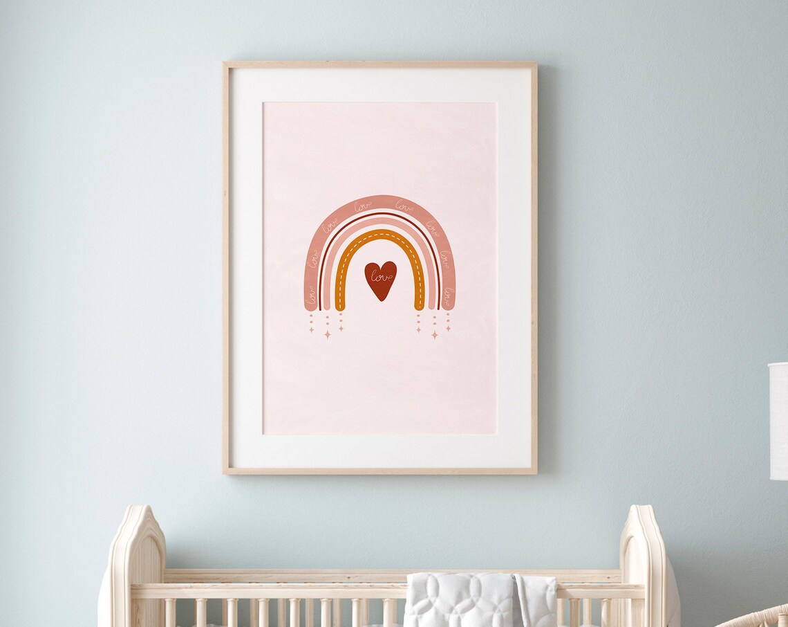 Rainbow Nursery Print, Boho Baby Room Decor