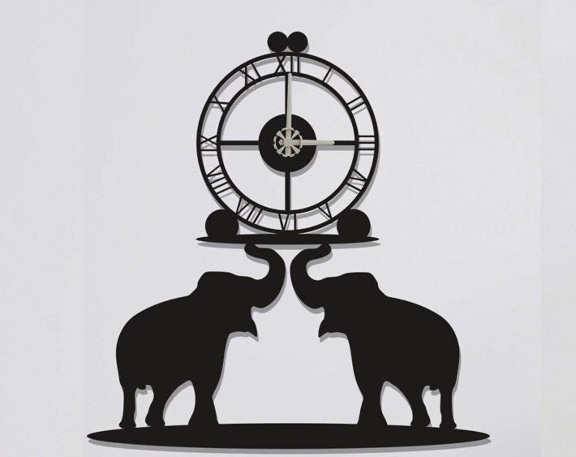 Elephant Wall Clock, Modern Minimalist Decor