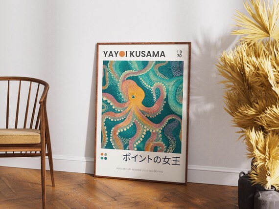 Inspired Kusama Yayoi Octopus Poster Octopus Wall Art Ocean Desk Decor Japandi Decor Kusama Inspired Kusama