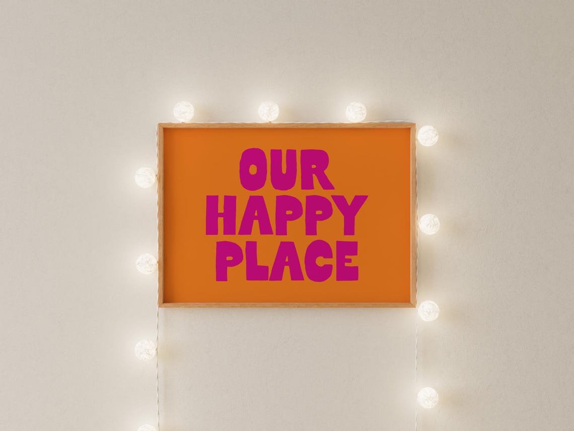 Our Happy Place Wall Art Horizontal Colourful Poster Above Bed Wall Art Dopamine Prints - Image 2