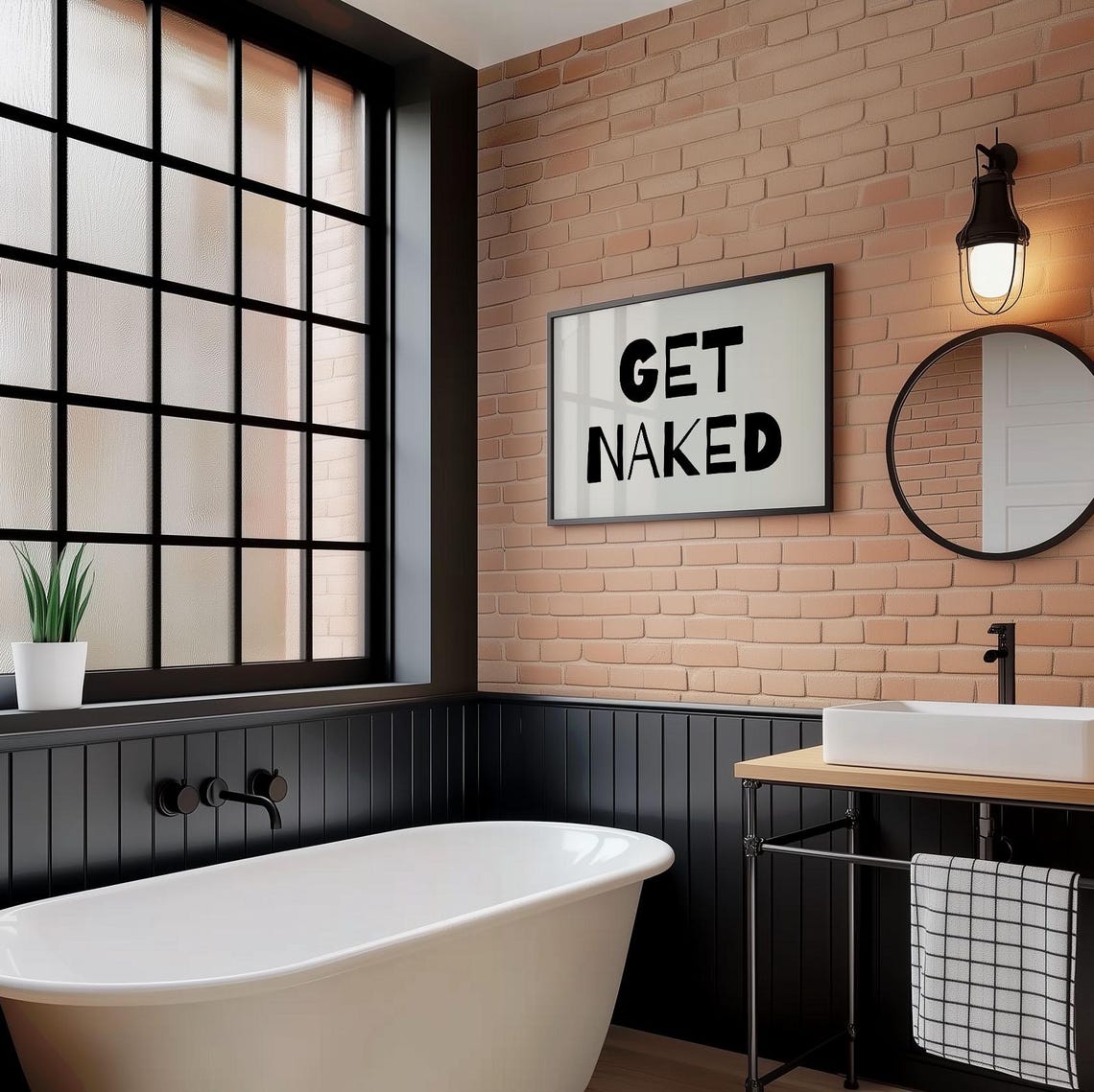 Get Naked Bathroom Typography Art Print - Image 4