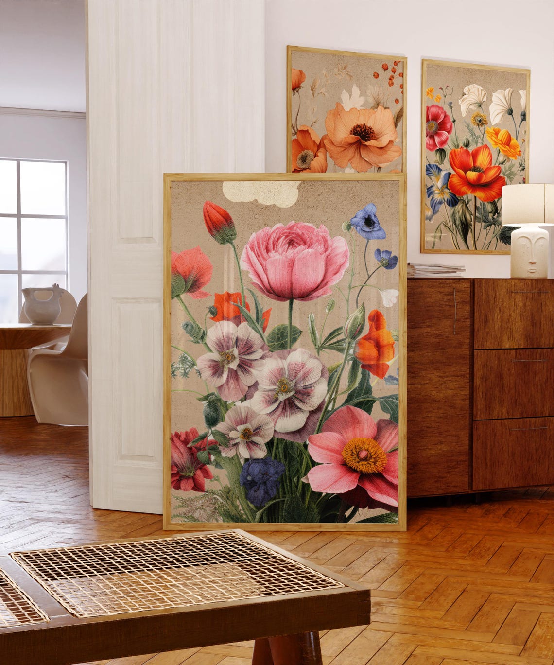 Vintage Style Floral Print Bold Floral Wall Art - Image 2