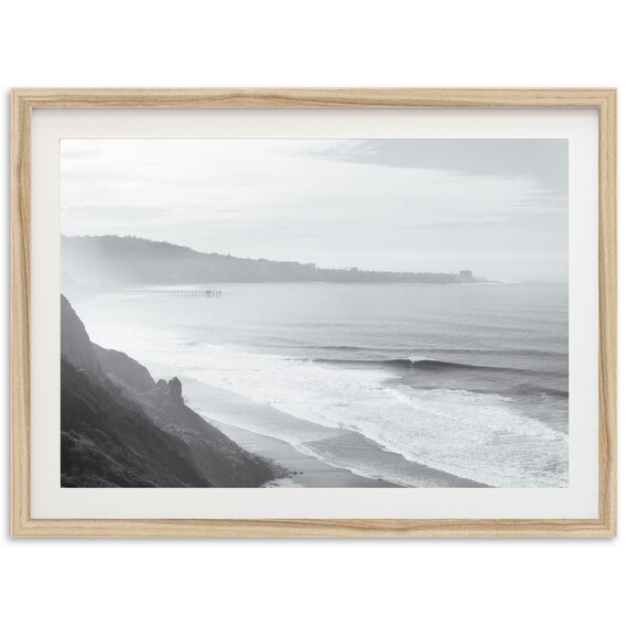 San Diego Coast Blacks Beach Black and White Surf Photography Print