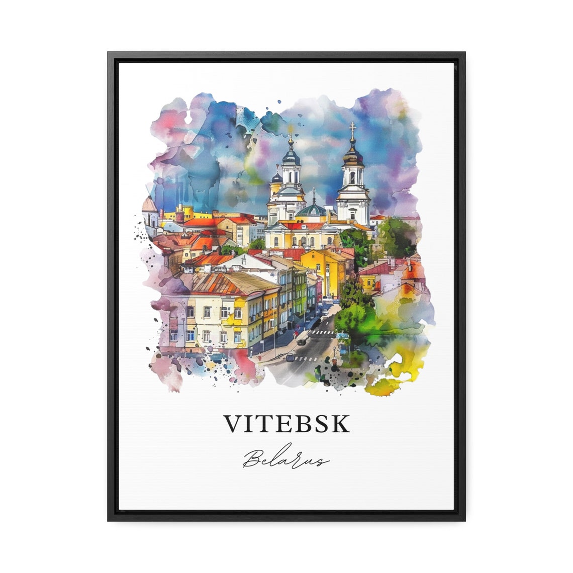 Vitebsk Belarus City Cathedral Towers Watercolor Historic Poster - Image 3