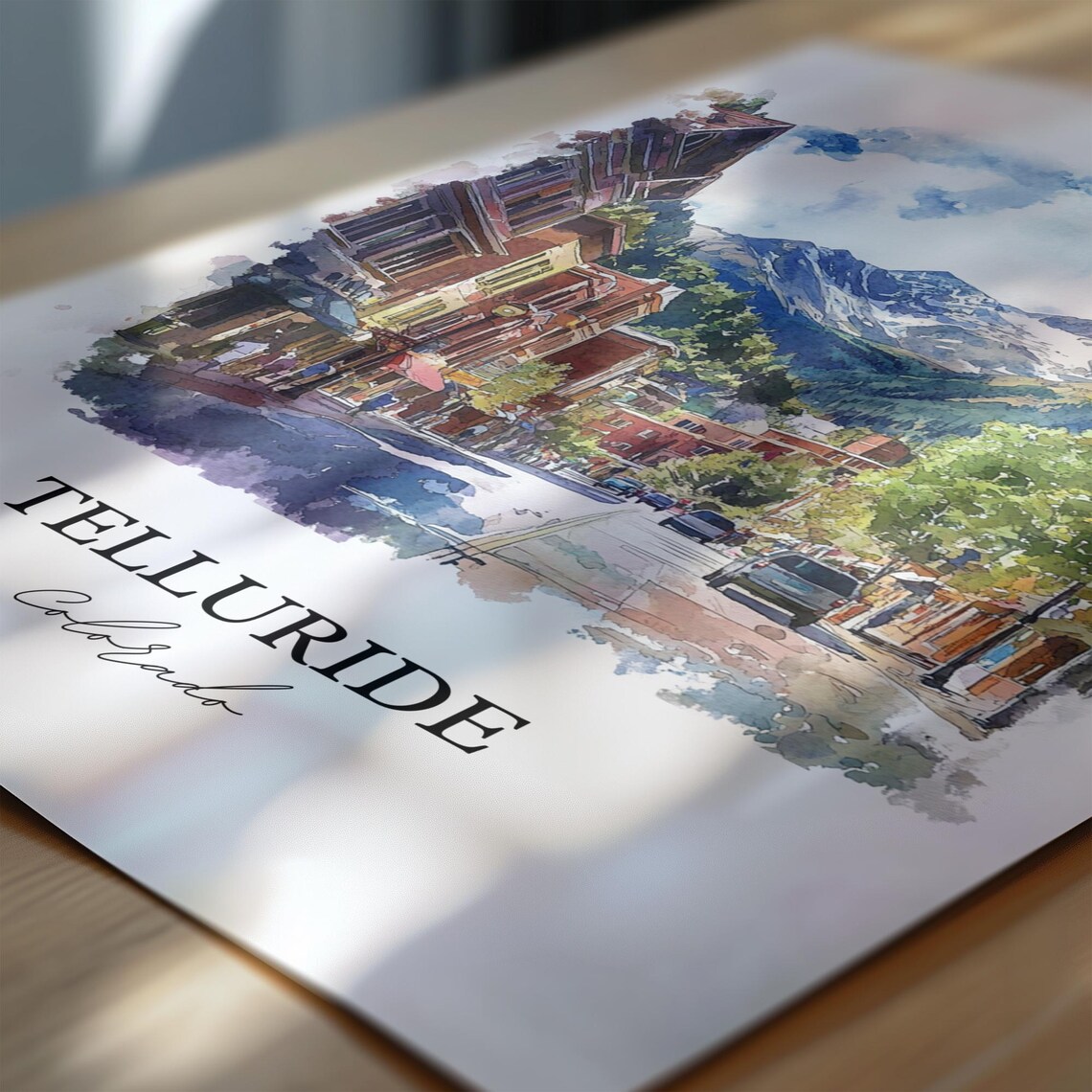 Telluride Colorado Mountain Town Main Street Watercolor Poster - Image 6