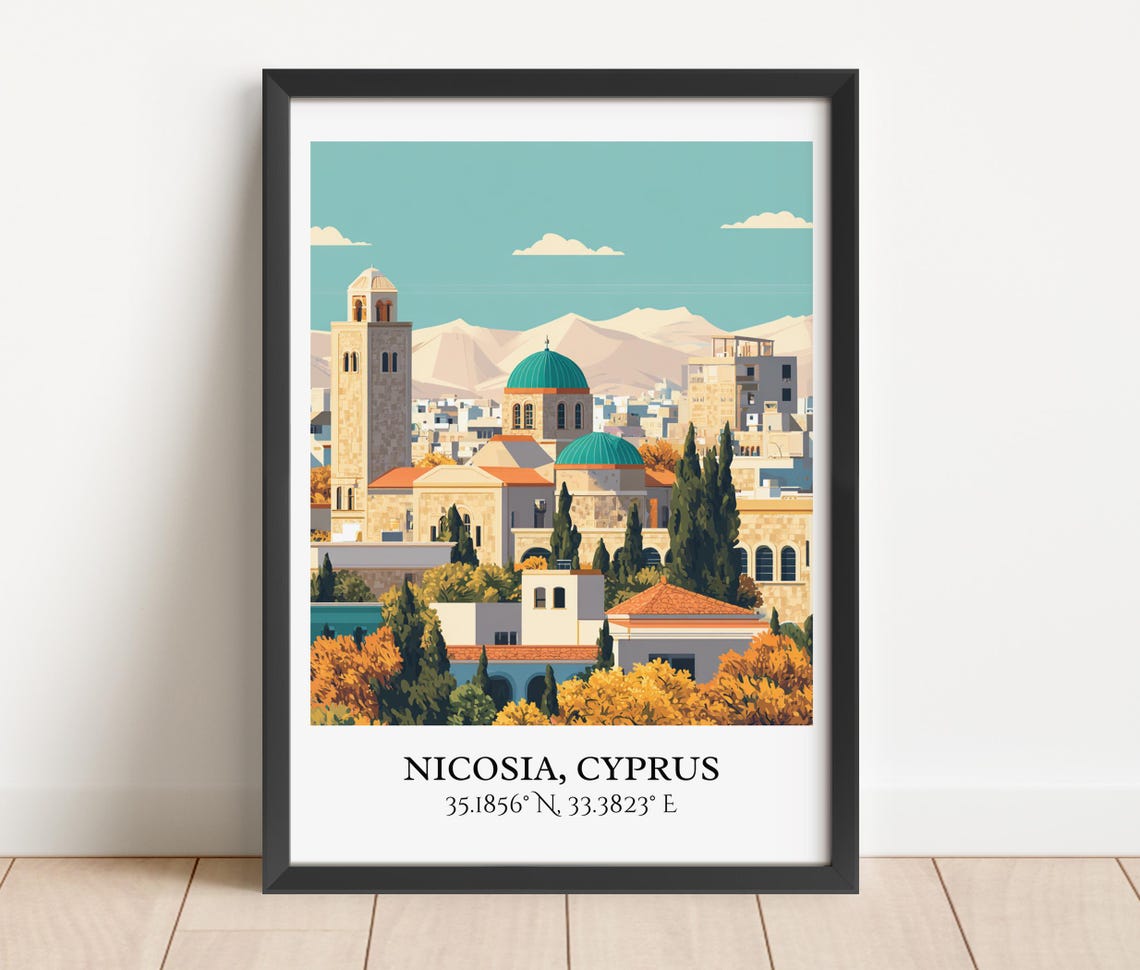 Nicosia Cyprus Old Town Domed Church Bell Tower Travel Poster - Image 4