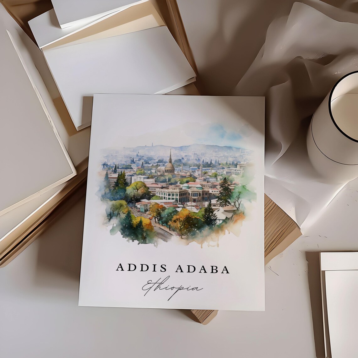 Addis Ababa Watercolor Travel Poster, Ethiopia - Image 7