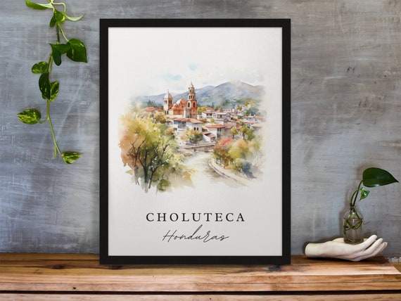 Choluteca Traditional Travel Art Honduras Choluteca Poster Wedding Gift Birthday Present Custom Text Personalized Gift