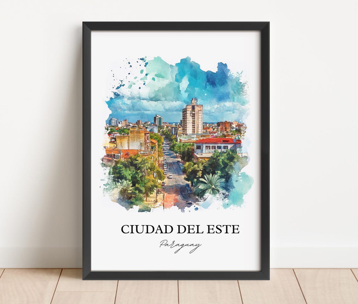 Ciudad Del Este Wall Art Paran River Print Paraguay Watercolor Gift Travel Poster Housewarming - Image 5