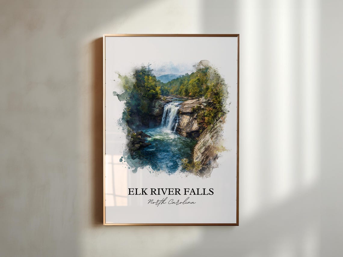 Elk River Falls Wall Art Avery County Print North Carolina Artwork Gift Travel Poster Housewarming - Image 6