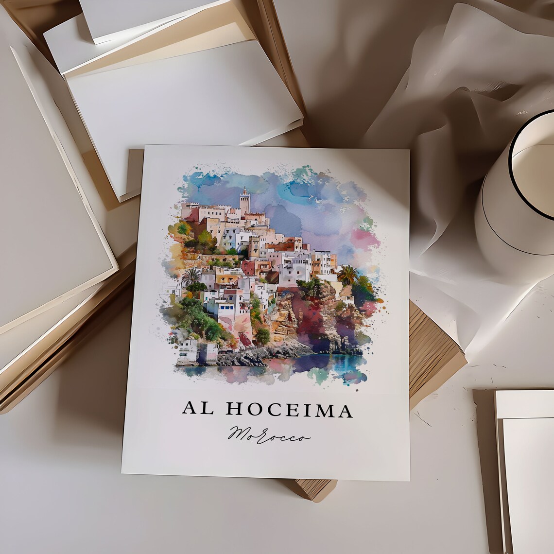Al Hoceima Travel Poster, Morocco Beach Wall Art - Image 2