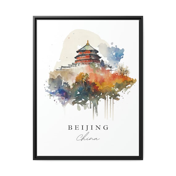 Beijing China Temple of Heaven Autumn Watercolor Travel Poster