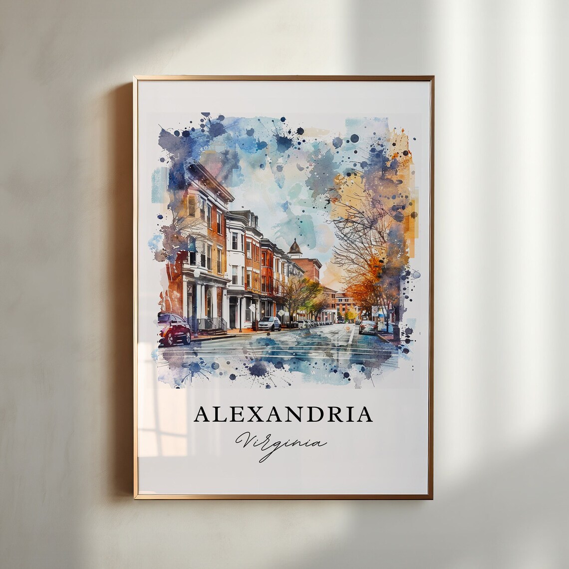 Alexandria Virginia Watercolor Travel Poster, VA