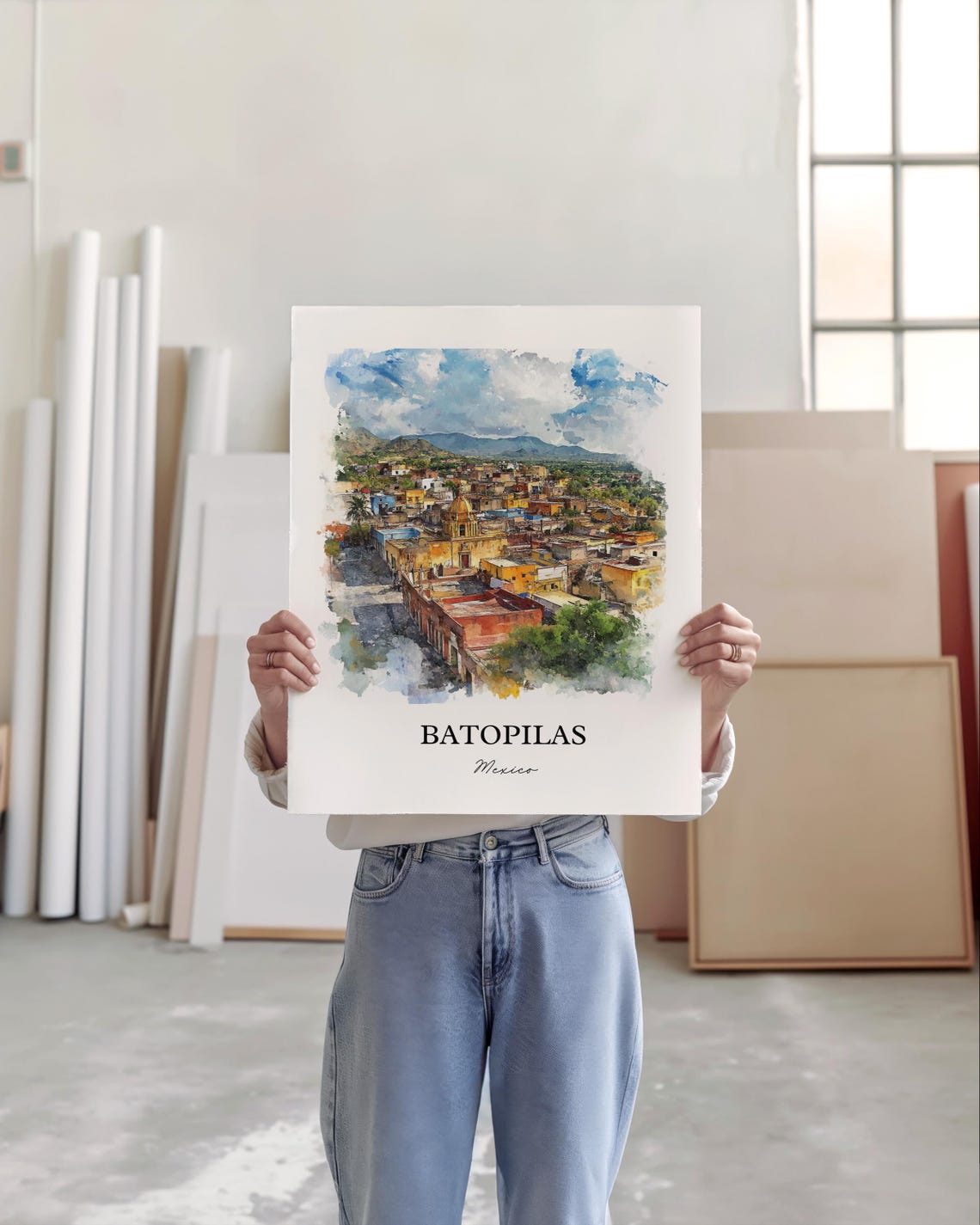 Batopilas Mexico Copper Canyon Village Watercolor Travel Poster - Image 3